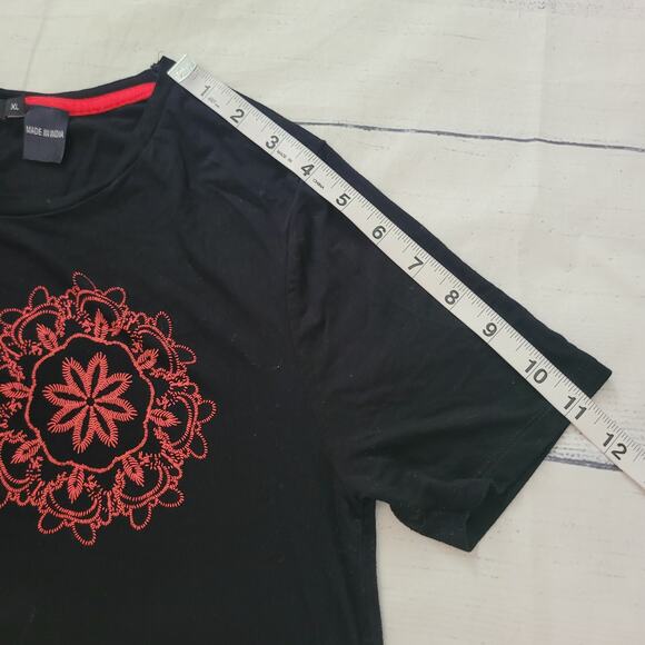 Desigual Size XL Black Mandala Print Short Sleeve Jersey Knit Boho Mini Dress - Picture 8 of 9